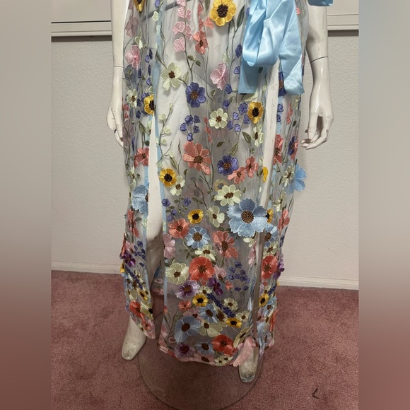 New medium floral flower embroidered long wrap skirt boho festival sheer - Picture 2 of 4